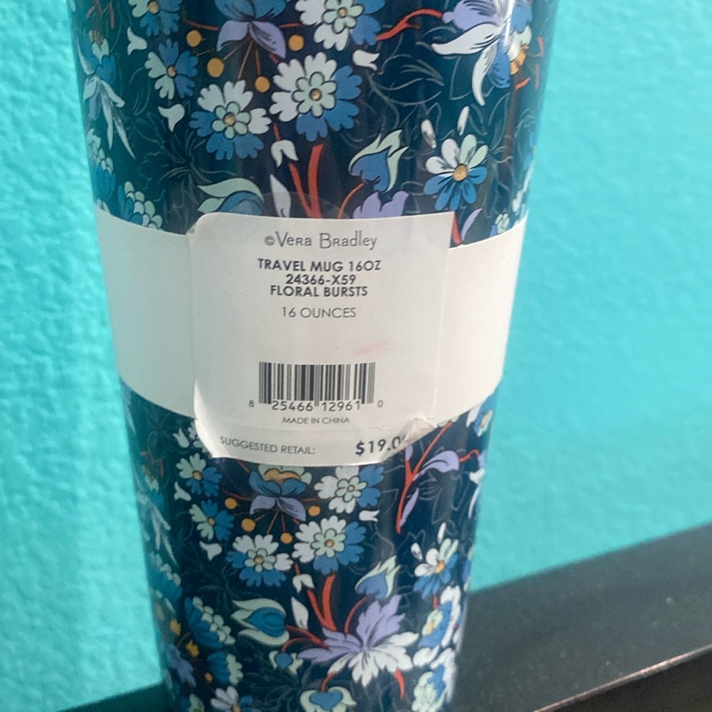 Vera Bradley Travel Mug, “Floral Bursts” - Picture 2 of 4